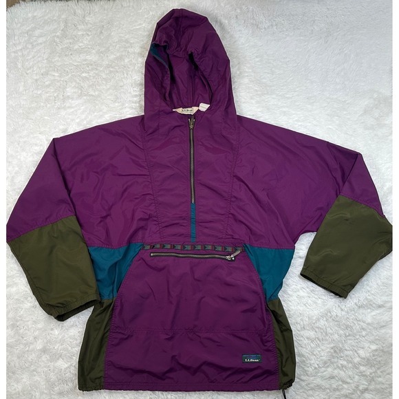 Mens LL Bean Anorak Jacket Pullover Purple Teal Green XL Tall‎ Vintage 90s